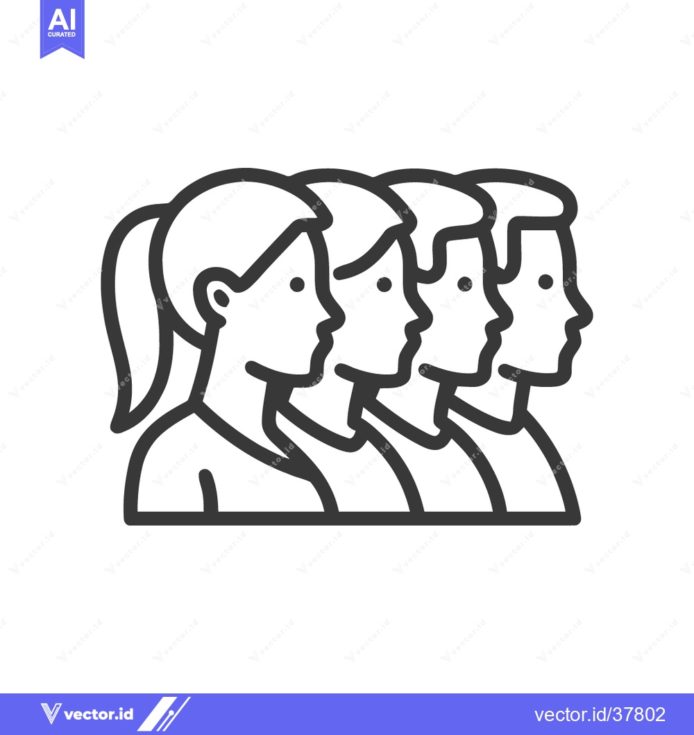Premium Vector dari Minimalist Line Art: Diverse Group of People in Profile View