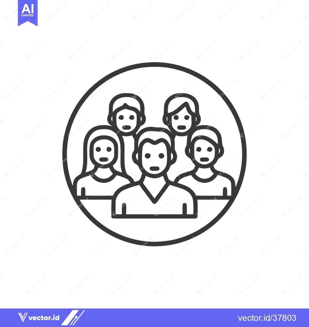 Premium Vector dari Group of People Icon: Diverse Team in Circle, Outline Style