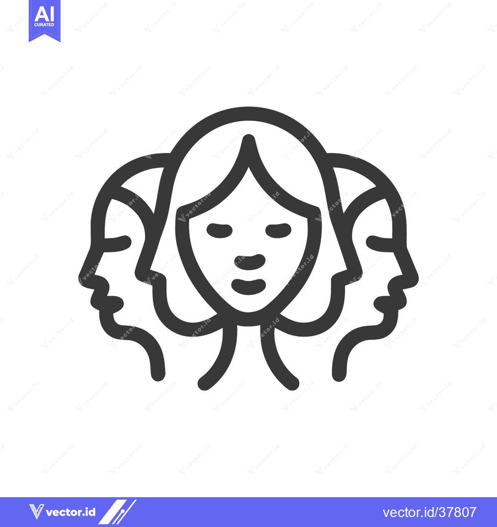 Premium Vector of Three Faces Icon: Mental Health, Identity, and Perspective Symbolism