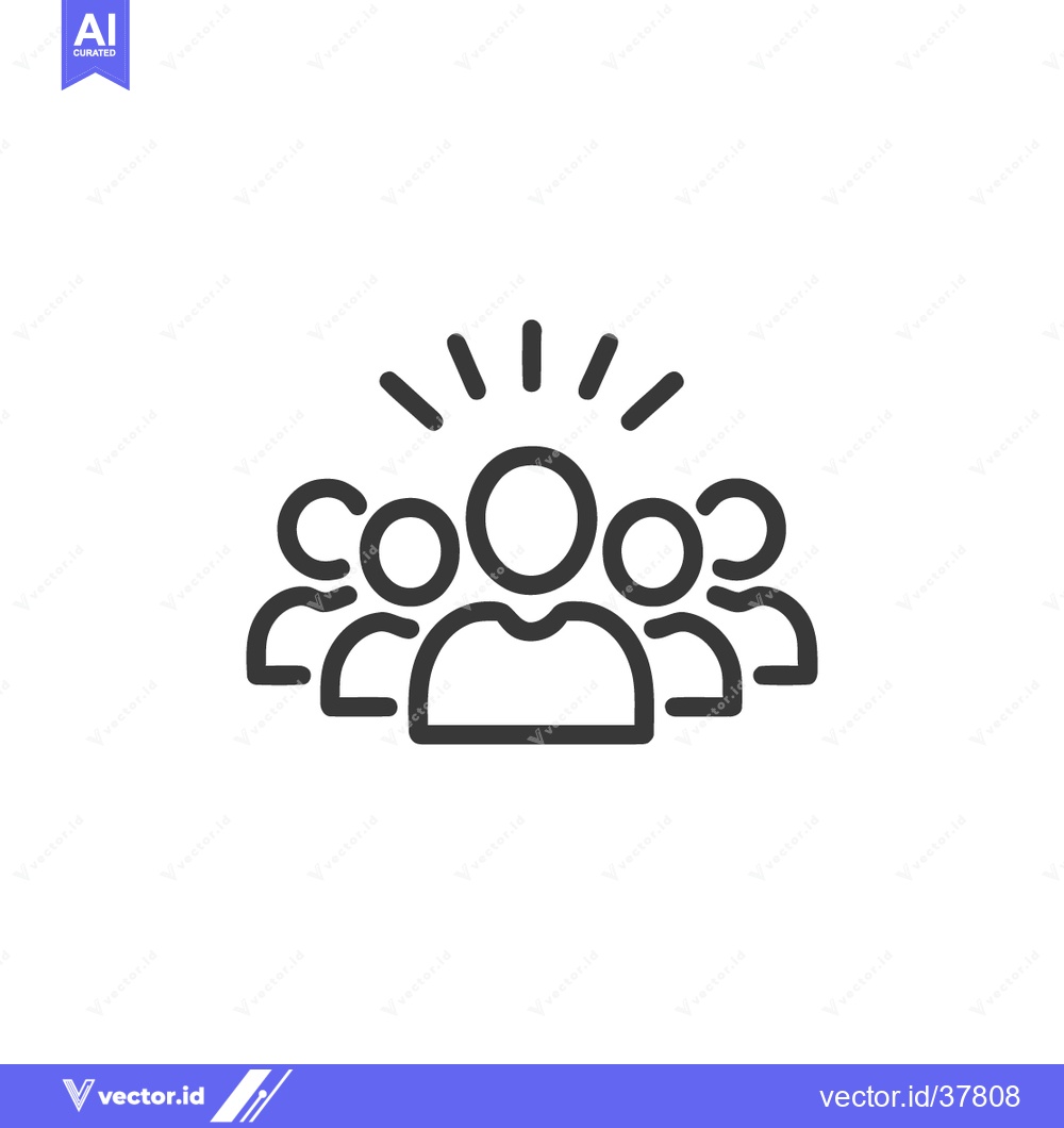 Premium Vector of Teamwork Icon: Leader Inspiring Group, Minimalist Line Art