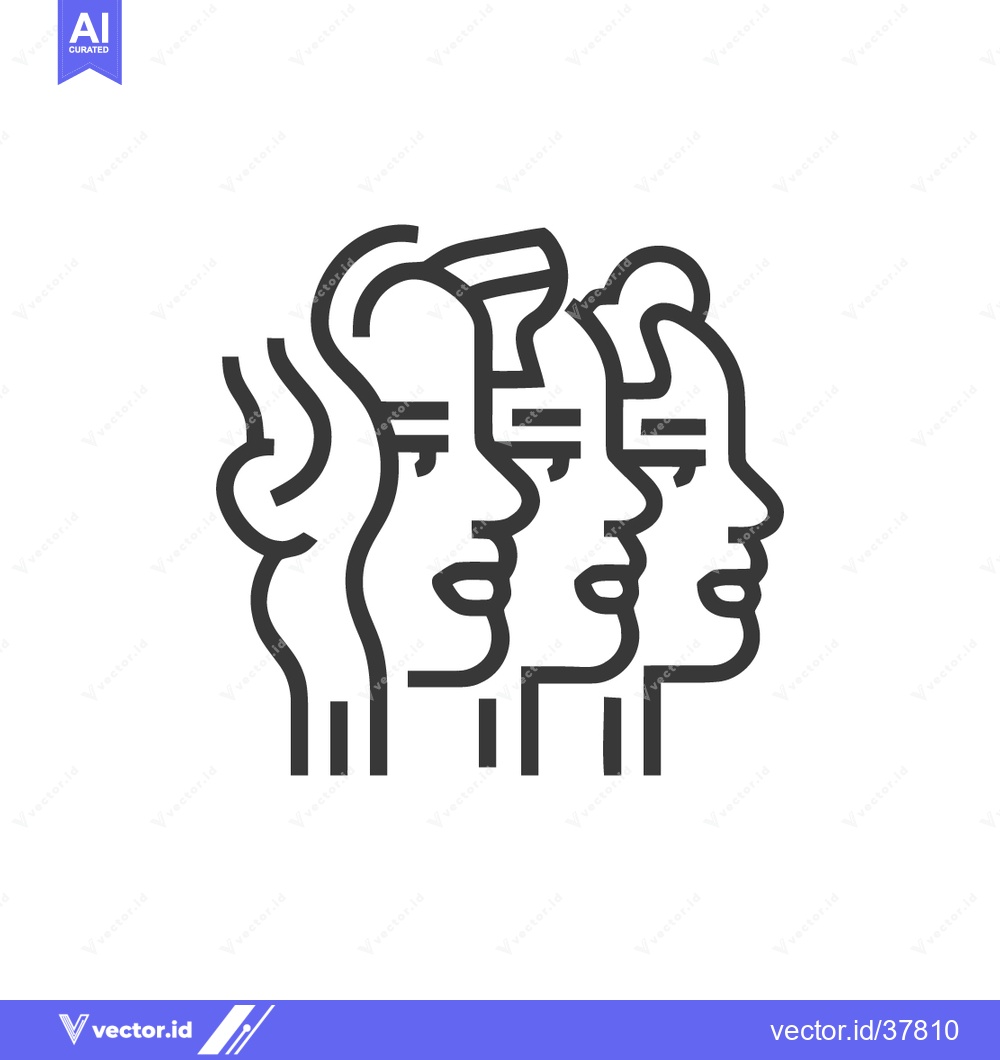 Premium Vector dari Minimalist Line Art: Three Faces in Profile, Diversity and Unity Conce