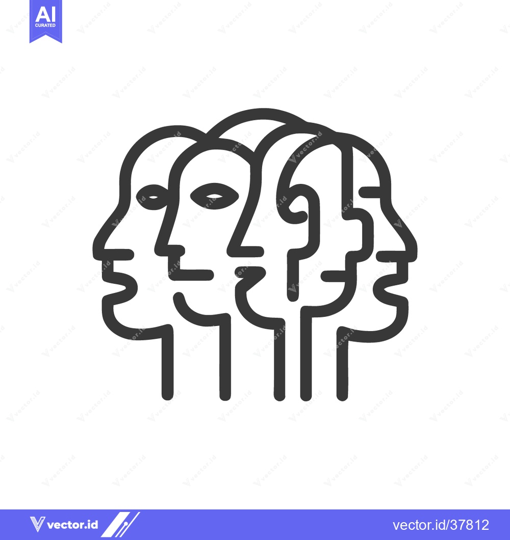 Premium Vector dari Abstract Faces: Minimalist Line Art Depicting Diversity and Unity in M