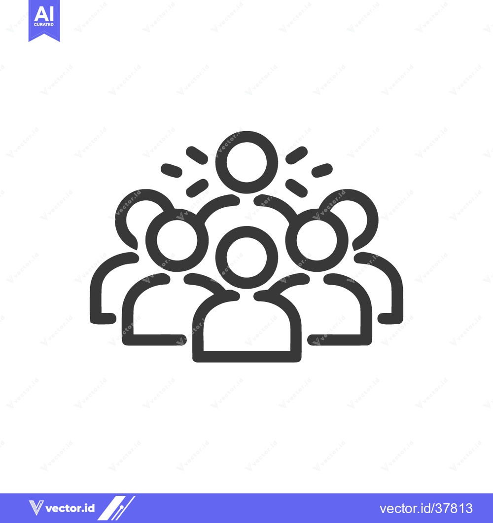 Premium Vector dari Group of People Icon with Leader, Teamwork Concept, Minimalist Line Ar