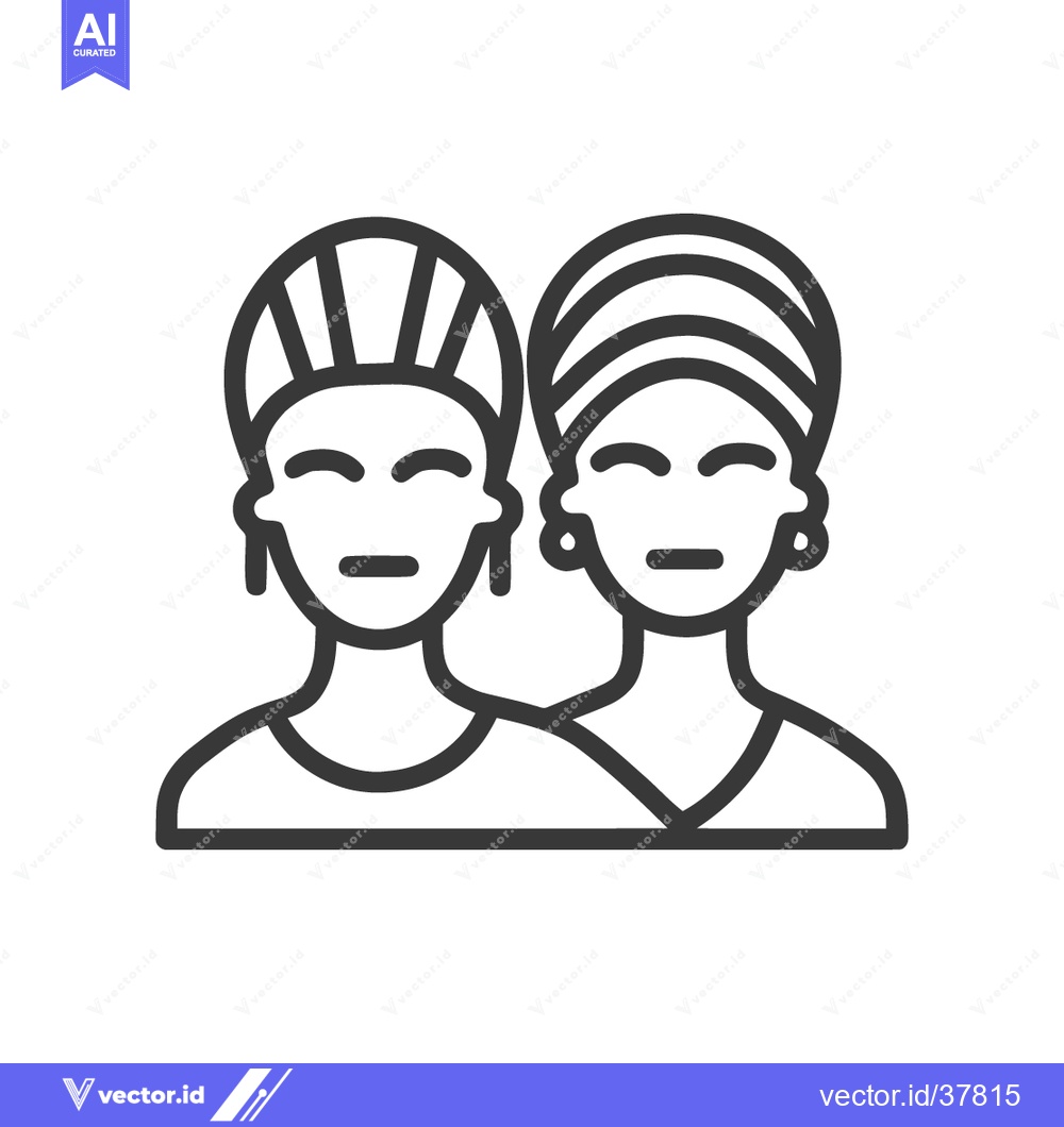 Premium Vector dari Minimalist Icon of Two Women with Head Wraps, United in Solidarity