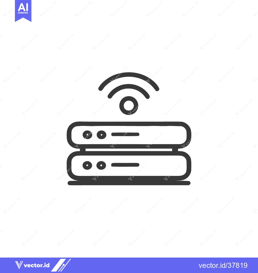 Premium Vector dari Minimalist Line Art: Wireless Server Stack Icon on White Background