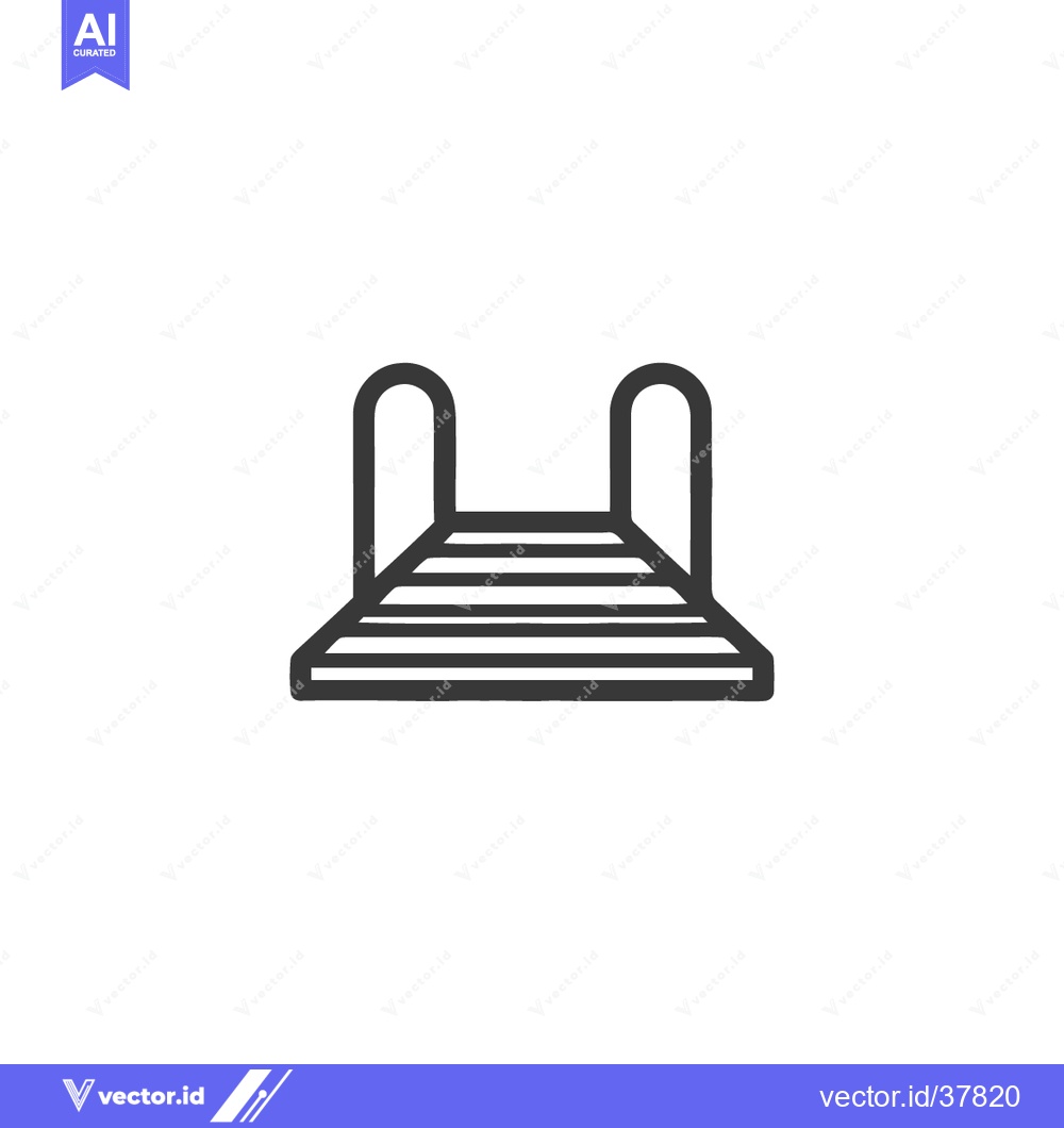 Premium Vector of Minimalist Pool Ladder Icon: Simple Black Outline on White Background