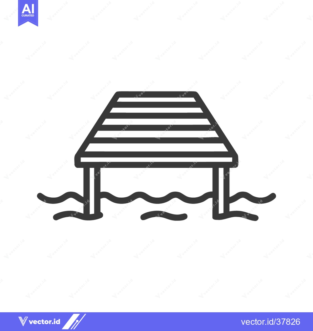 Premium Vector of Minimalist Pier Icon: Simple Line Art of Dock Over Water
