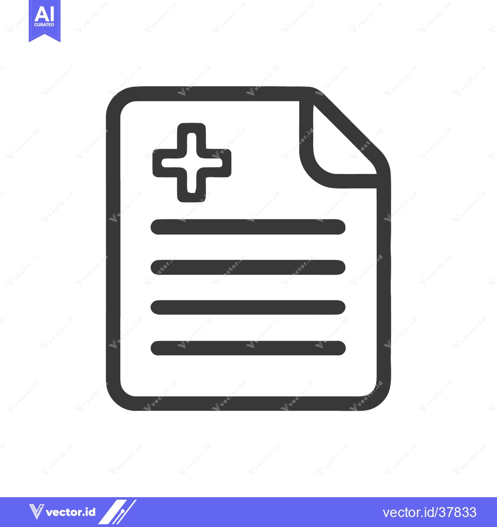 Premium Vector dari Medical Report Icon: Clean Line Art Symbol of Health Record