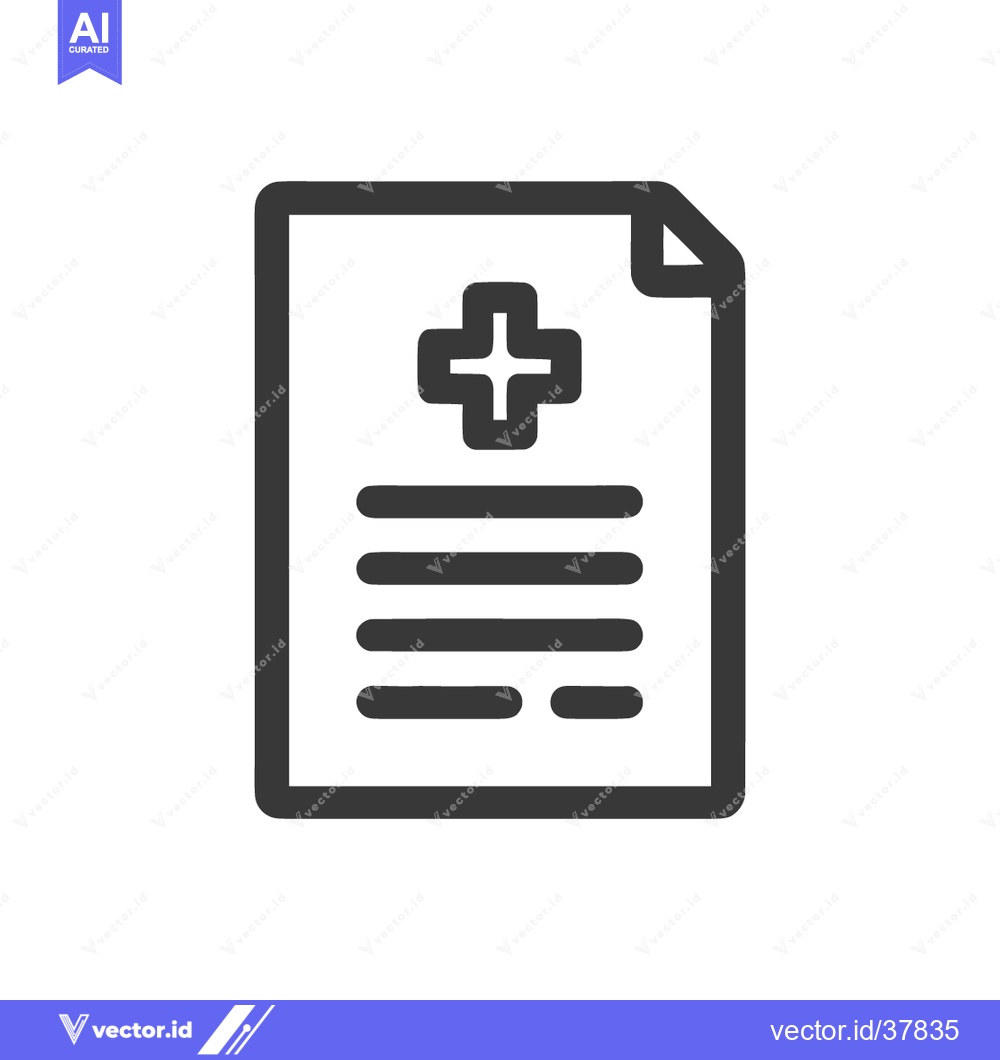 Premium Vector dari Medical Report Icon: Cross Symbol on Document, Healthcare Information
