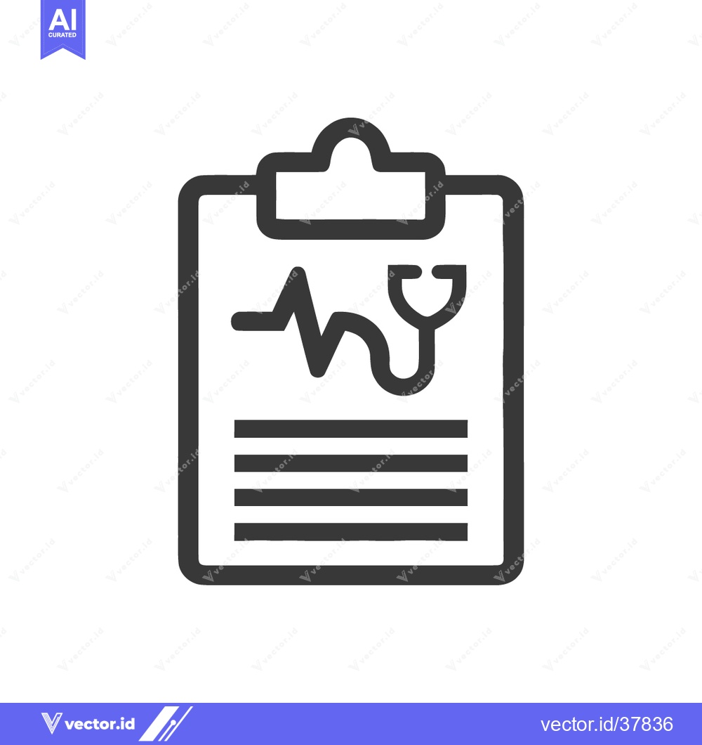 Premium Vector of Medical Clipboard Icon: Stethoscope, Heartbeat, and Patient Notes