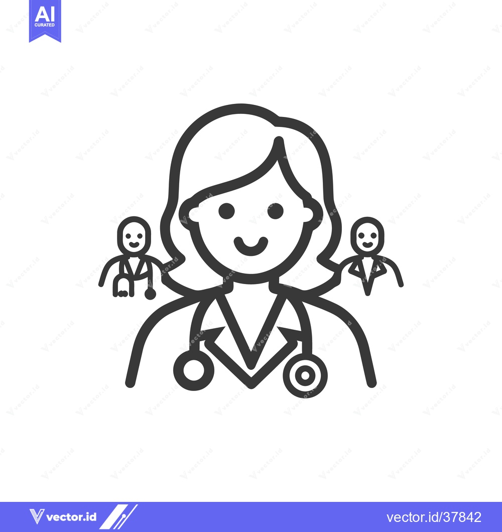 Premium Vector dari A doctor is illustrated with colleagues in simple line art
