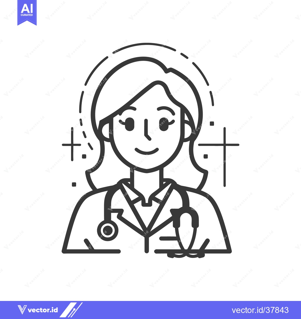 Premium Vector of A smiling female healthcare professional with stethoscope and uniform