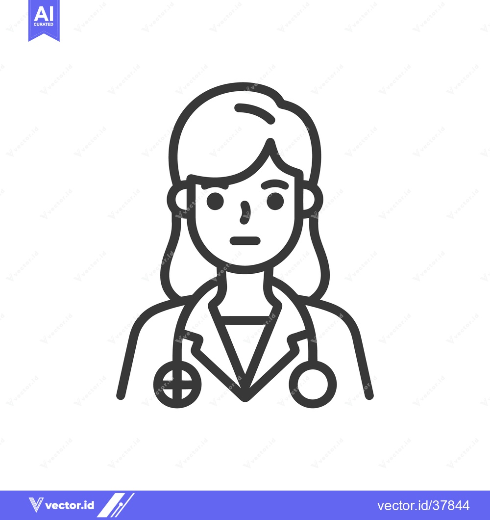 Premium Vector dari A line drawing depicting a female medical doctor illustration