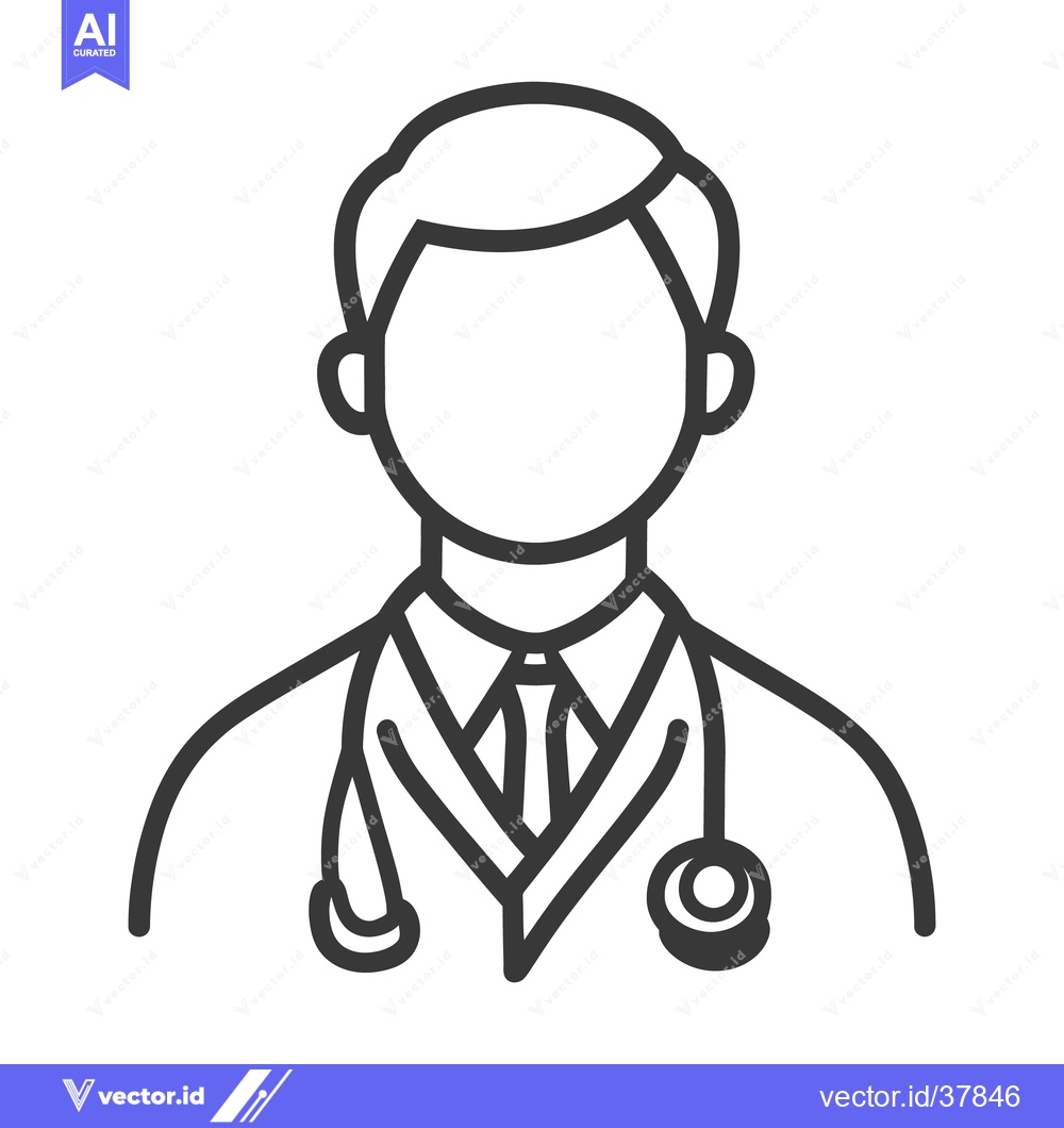 Premium Vector dari The outline illustration of a doctor wearing a stethoscope around his
