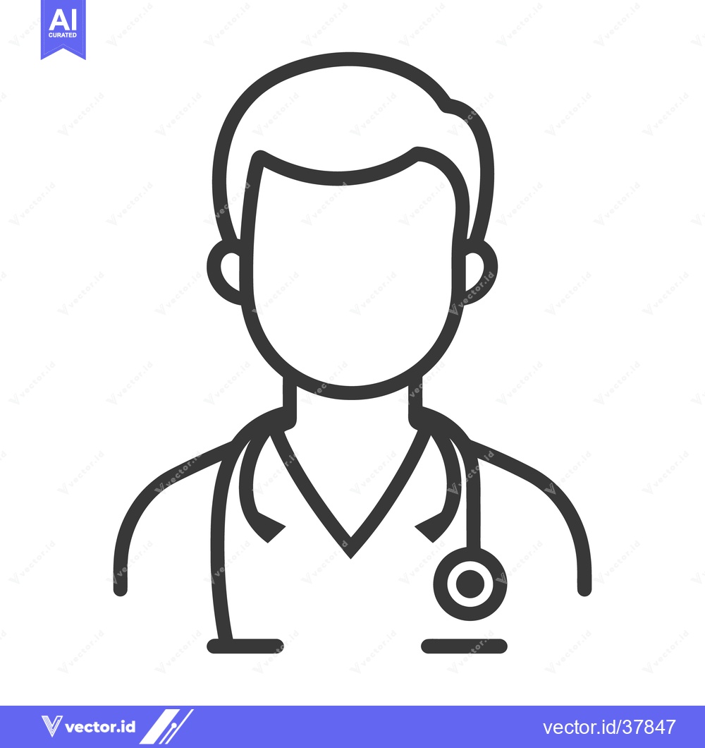 Premium Vector of A simple outlined illustration of a medical professional with stethosc
