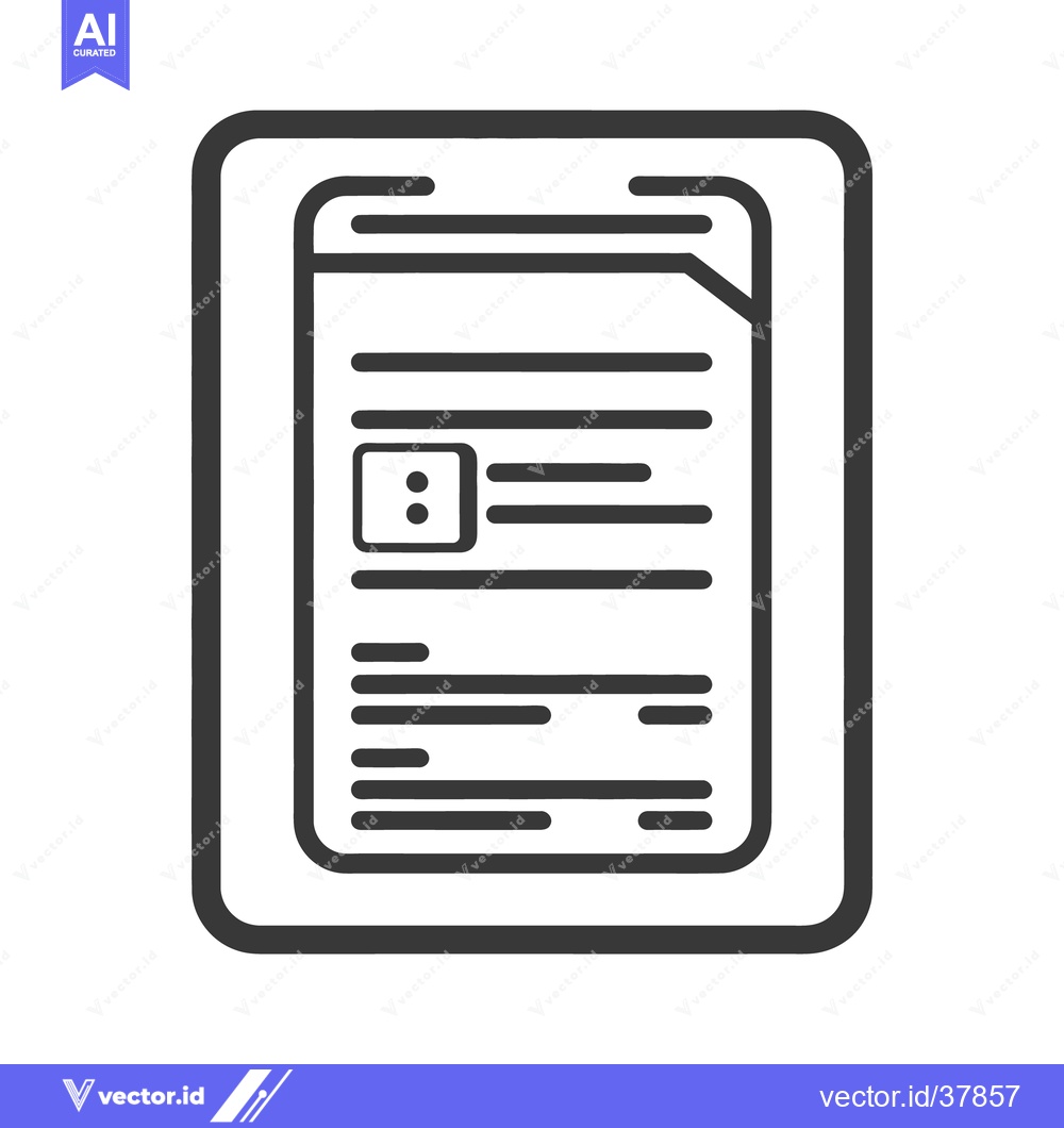 Premium Vector dari A black and white graphic image of a document on a tablet