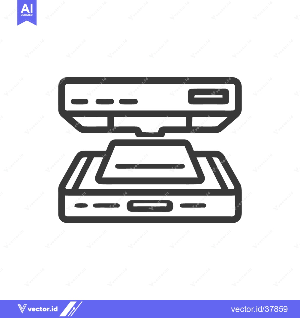 Premium Vector of Minimalist Icon of a Flatbed Scanner with Document, Isolated on White