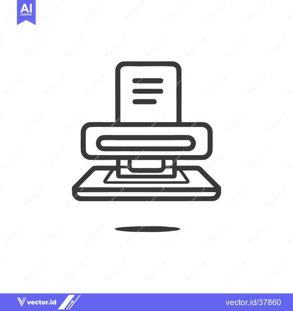 Premium Vector of Minimalist Printer Icon: Black Outline on White Background, Modern Off