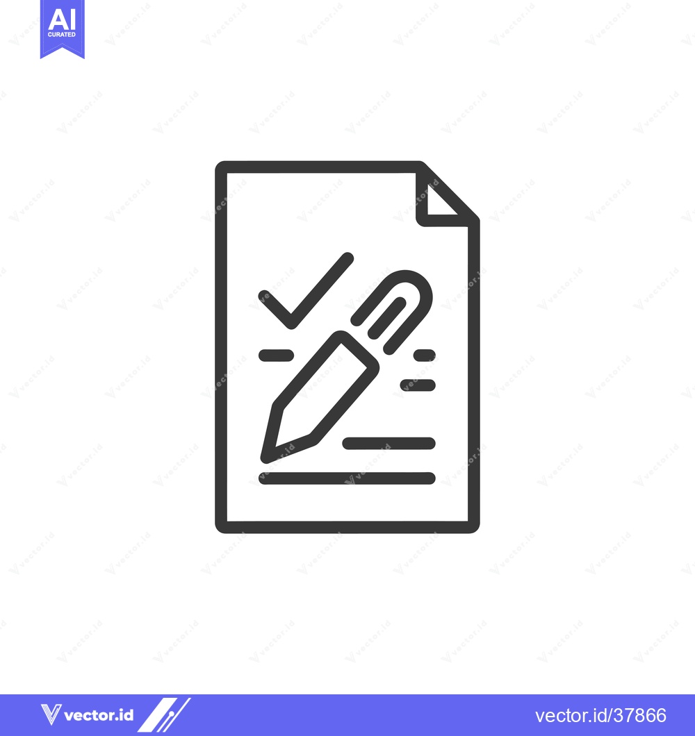 Premium Vector dari Document with a checkmark and pencil icon