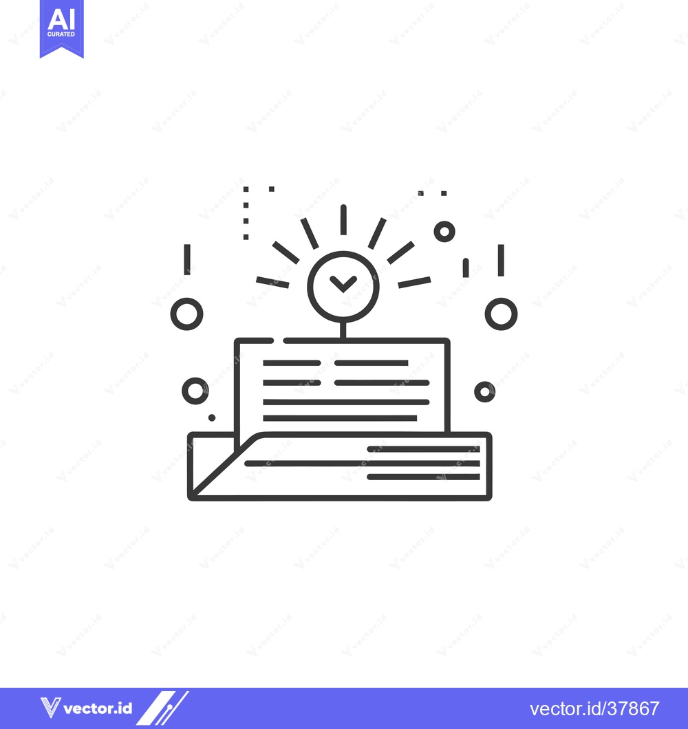 Premium Vector dari Document with a check mark and rays radiating outwards