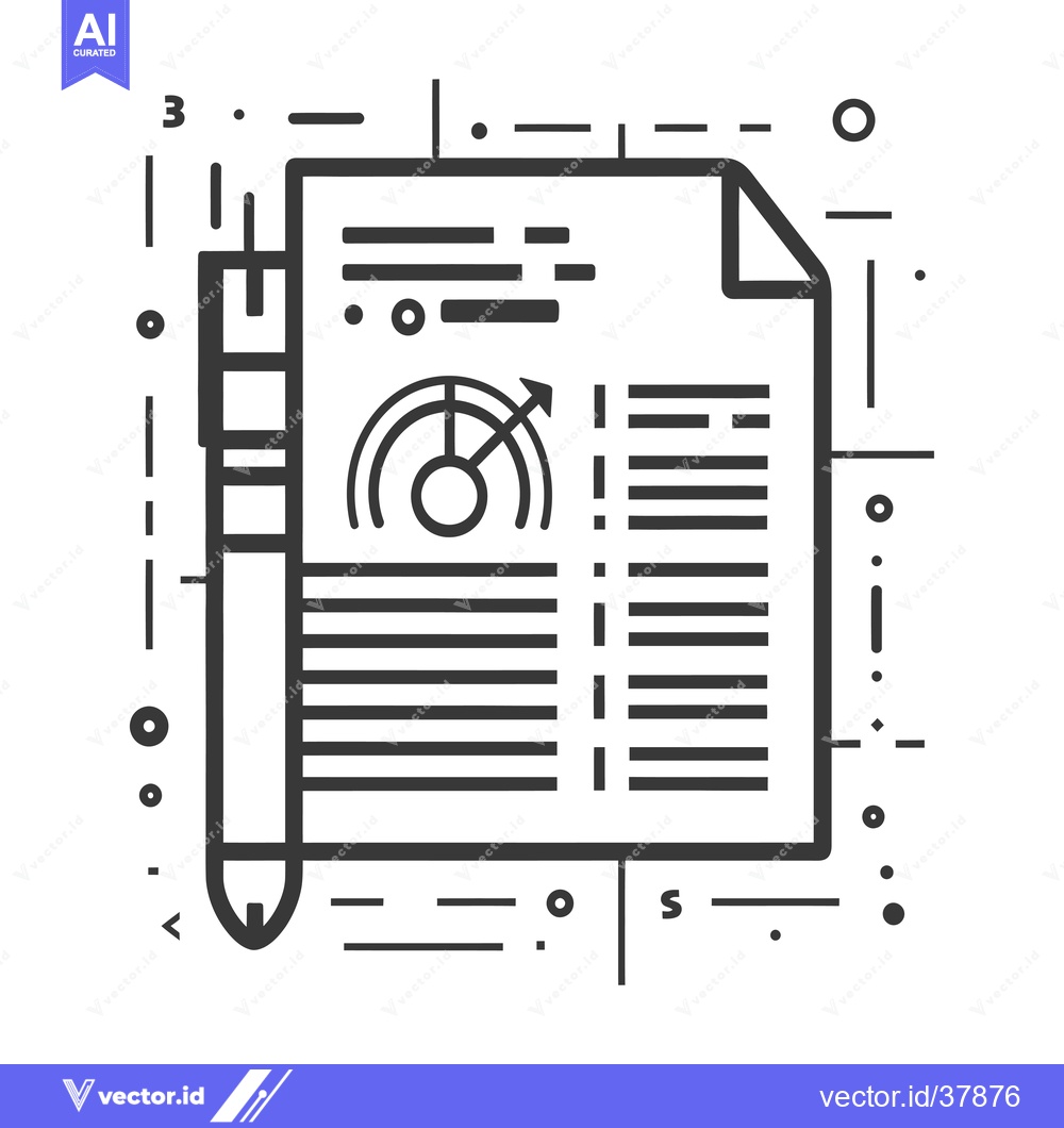 Premium Vector dari Document with Data Chart and Pen Icon
