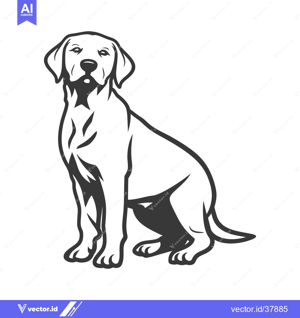 Premium Vector dari A simple black and white illustration of a sitting dog