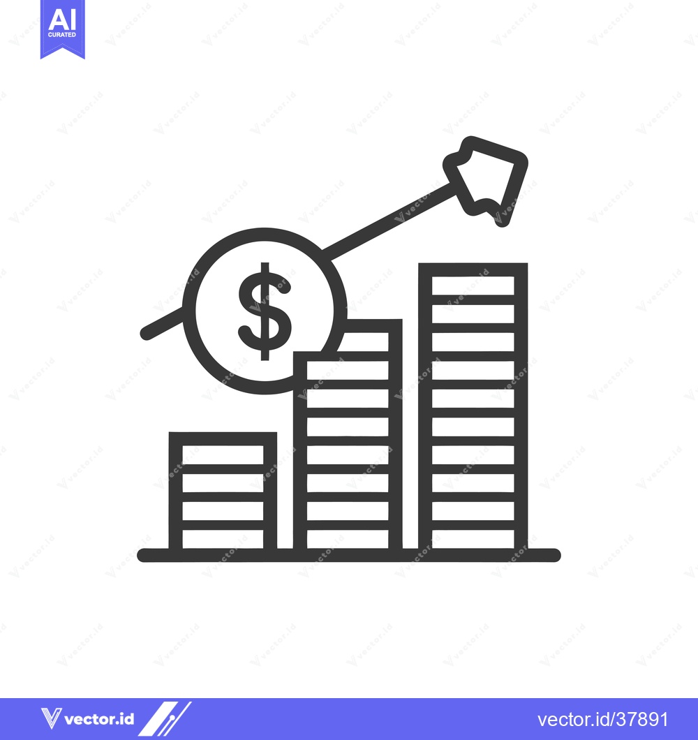 Premium Vector dari Dollar Coin Increasing Bar Graph with Arrow