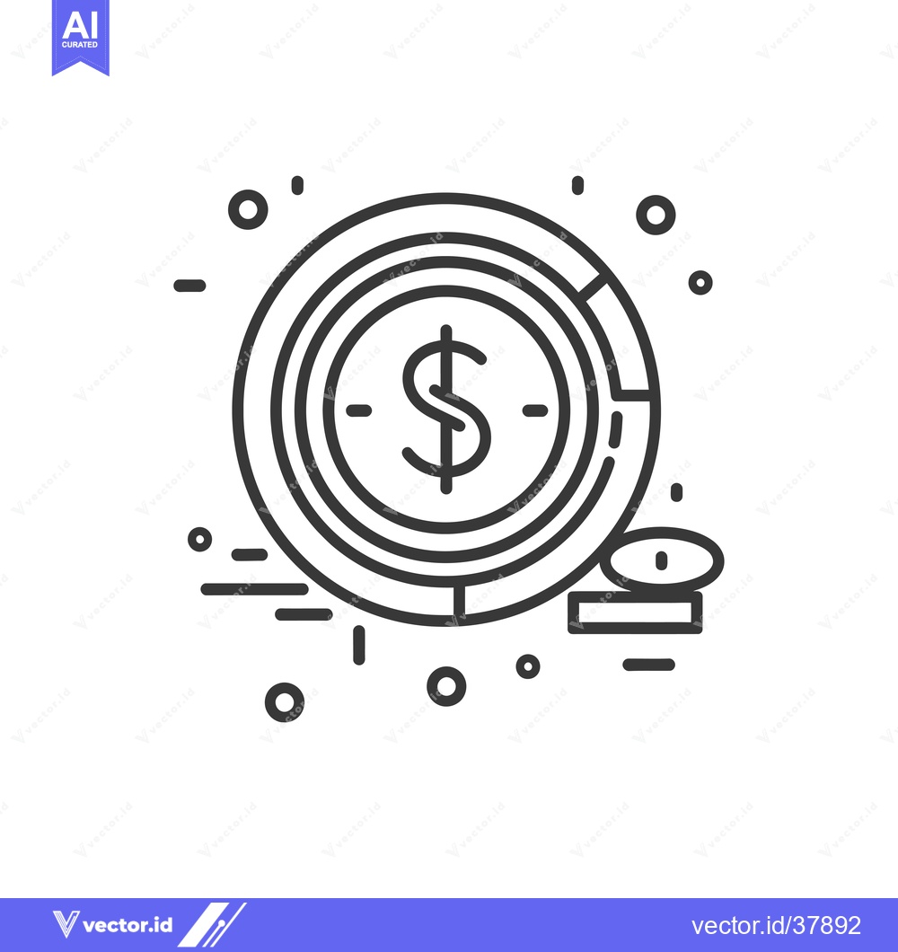 Premium Vector dari Dollar Coin Inside Circular Chart with a Small Coin at the Bottom