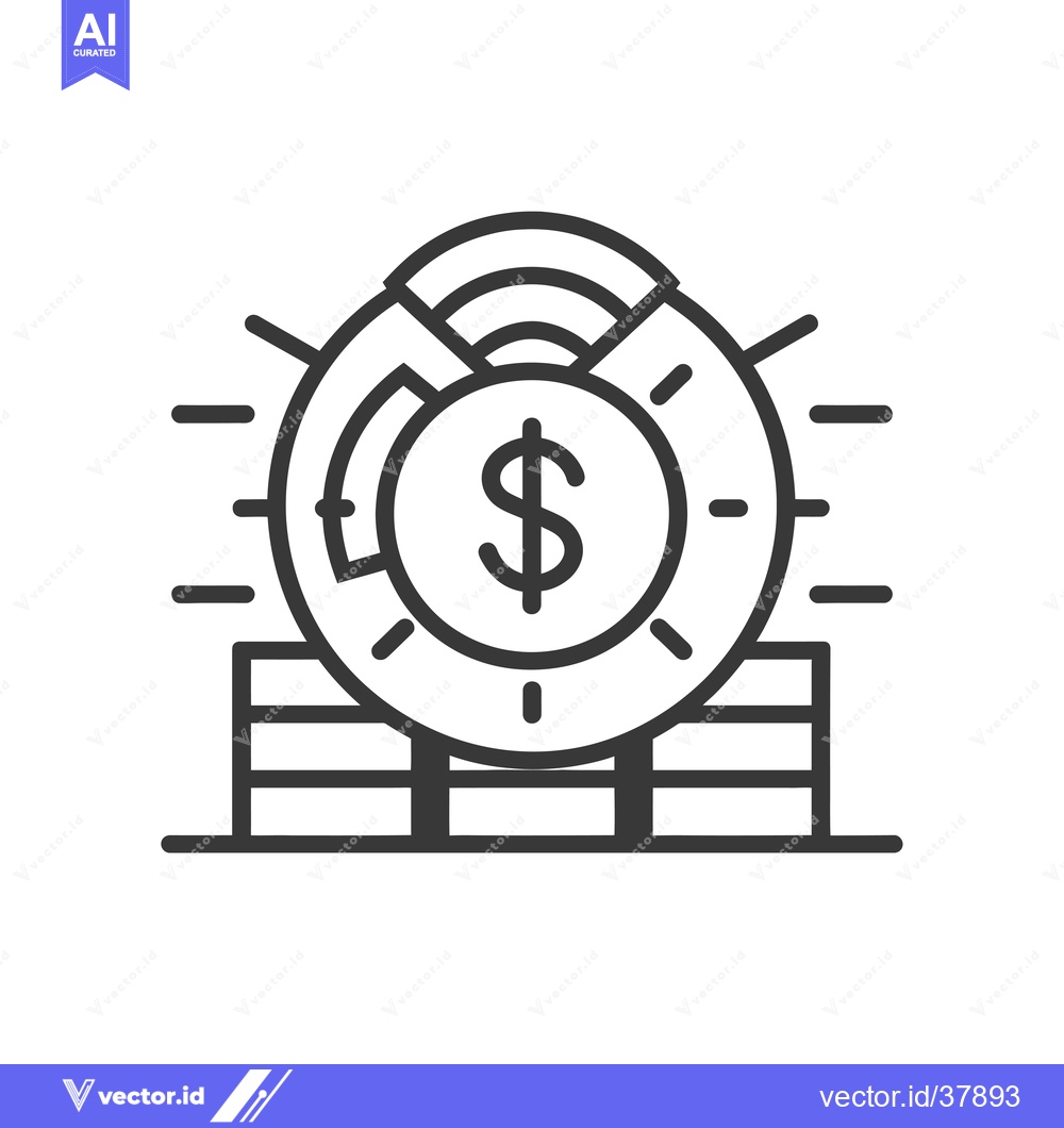 Premium Vector dari Dollar Coin on a Stack of Bars with a Ring Around It
