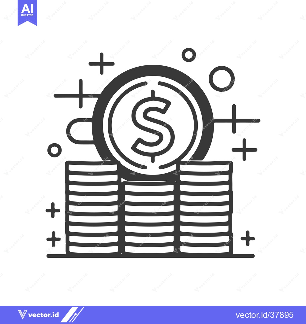 Premium Vector dari Dollar Coin on Top of Stacked Coins