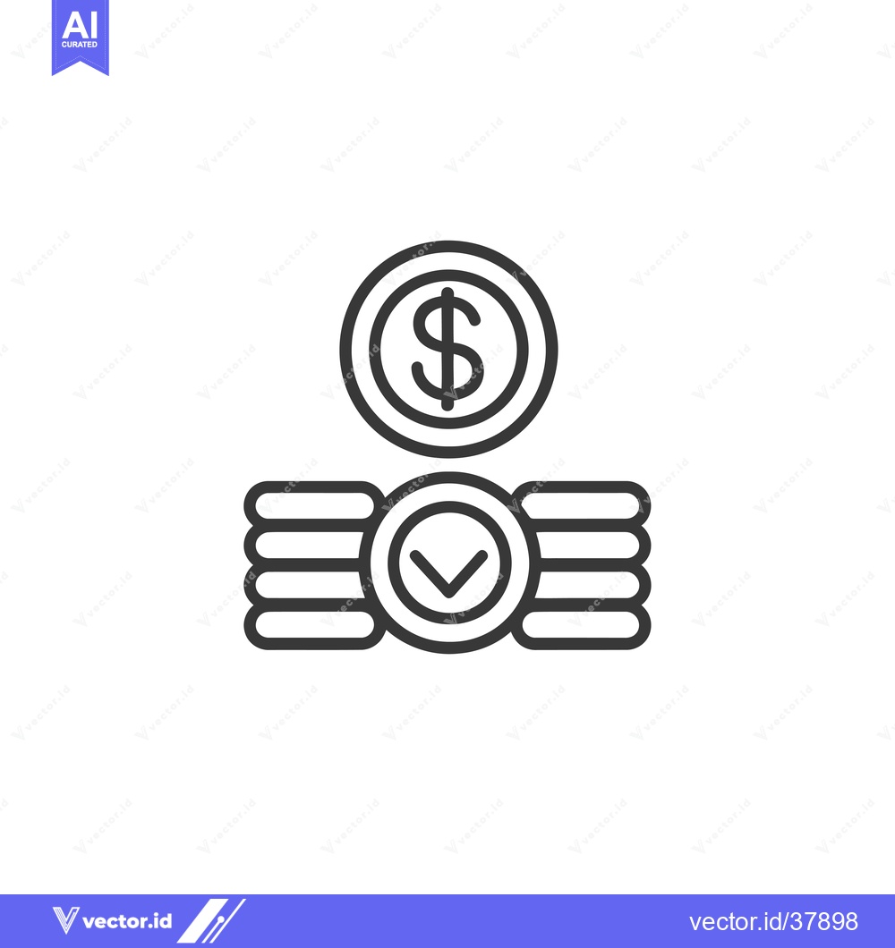 Premium Vector dari Dollar Coin Stack with Checkmark Icon