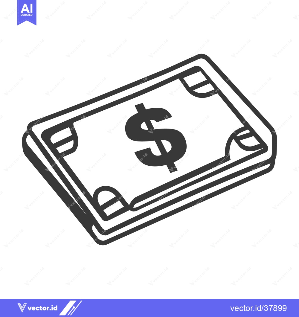 Premium Vector of A Stack of Money with a Dollar Sign on the Top