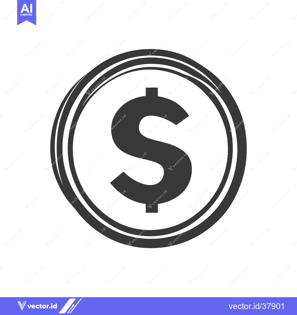 Premium Vector of A grayscale image of a coin with a stylized dollar symbol