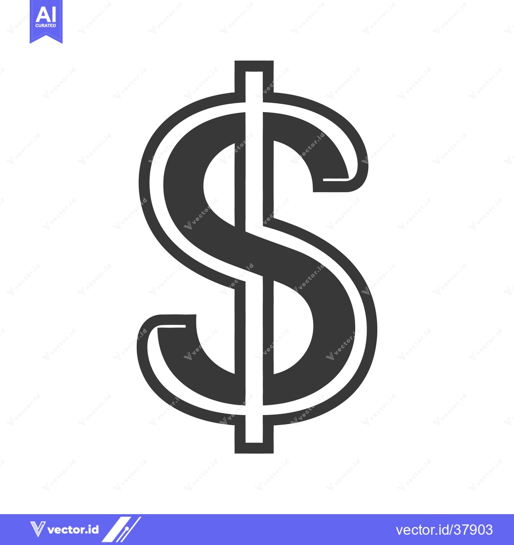 Premium Vector dari A simple black and white dollar sign symbol isolated on white