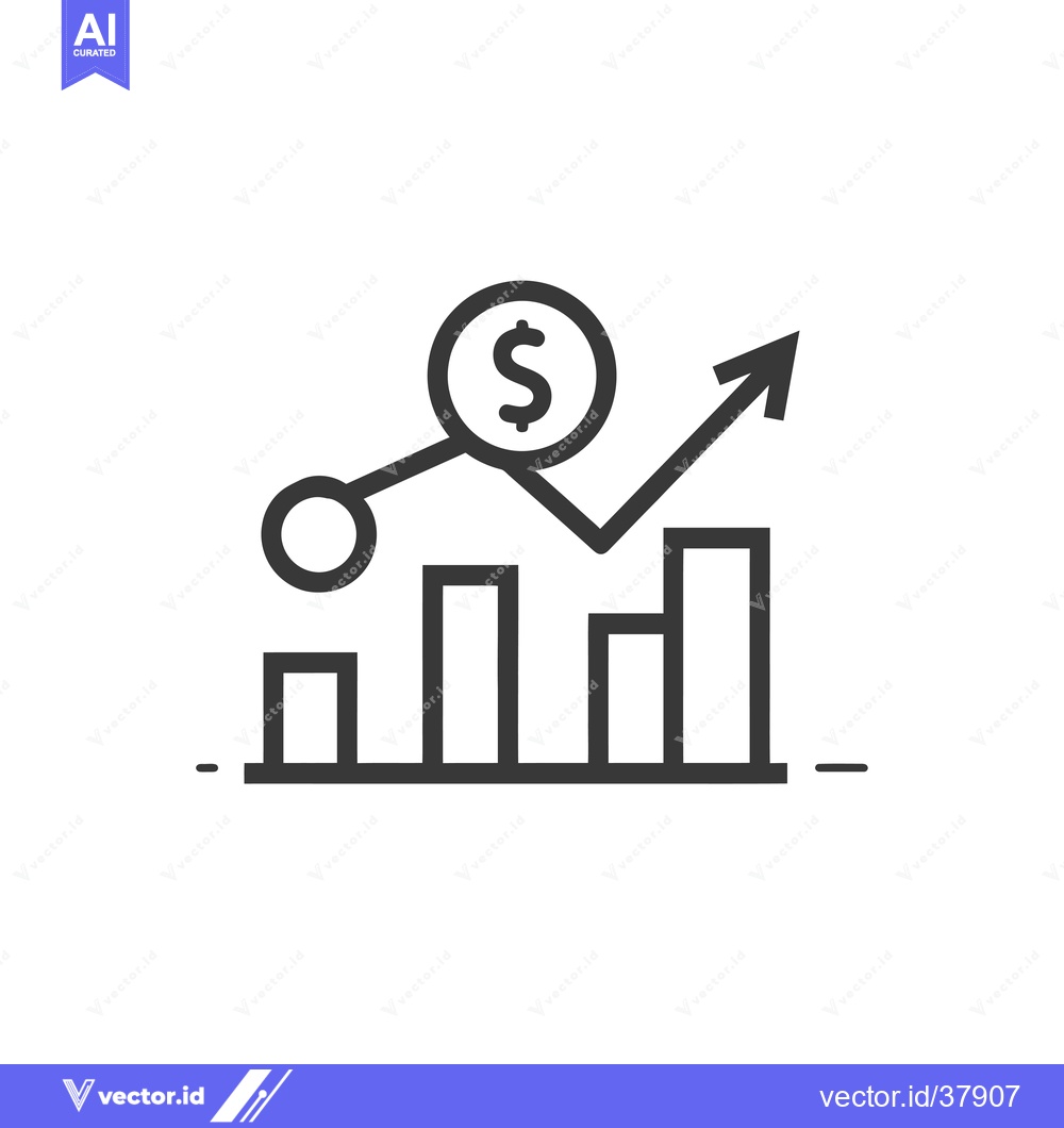 Premium Vector dari Dollar Sign Coin Over Growing Bar Graph with Arrow