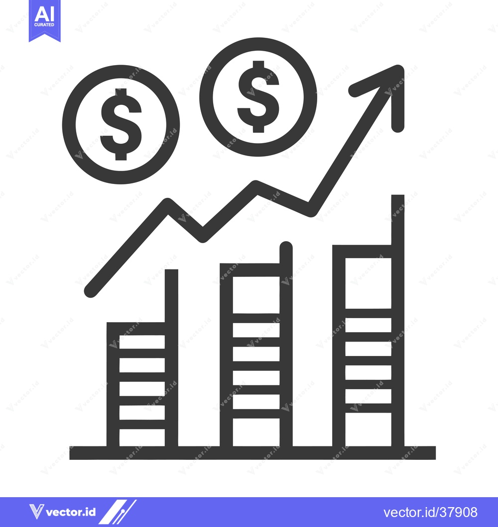 Premium Vector dari Dollar Sign Coins and Bar Graph Showing Upward Trend