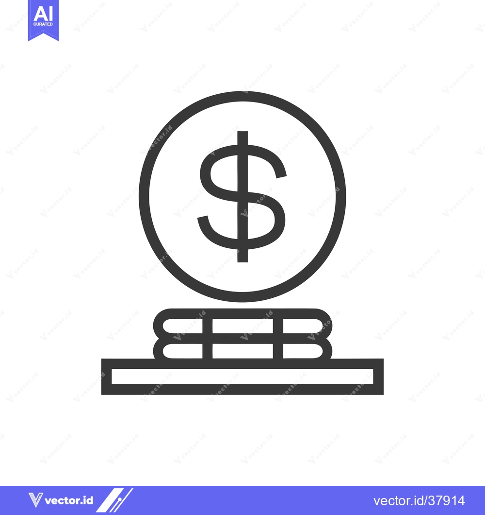 Premium Vector dari Dollar Sign Icon on Top of Stack of Coins