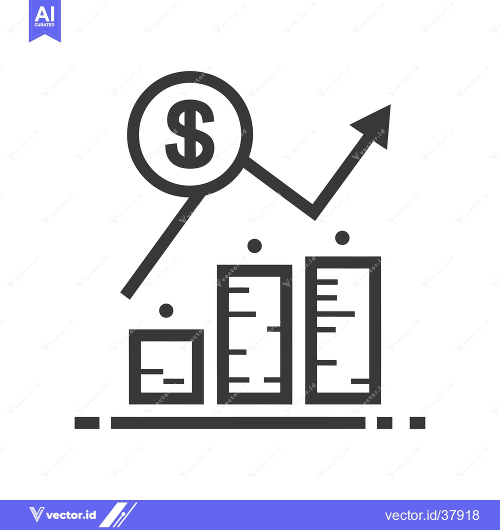 Premium Vector of Dollar Sign in Circle Over Bar Graph with Rising Arrow