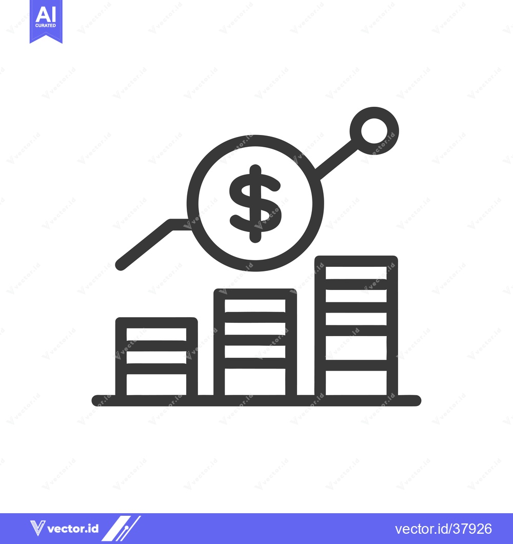 Premium Vector dari Dollar Sign Inside Circle Over Bar Chart With Upward Trend Line