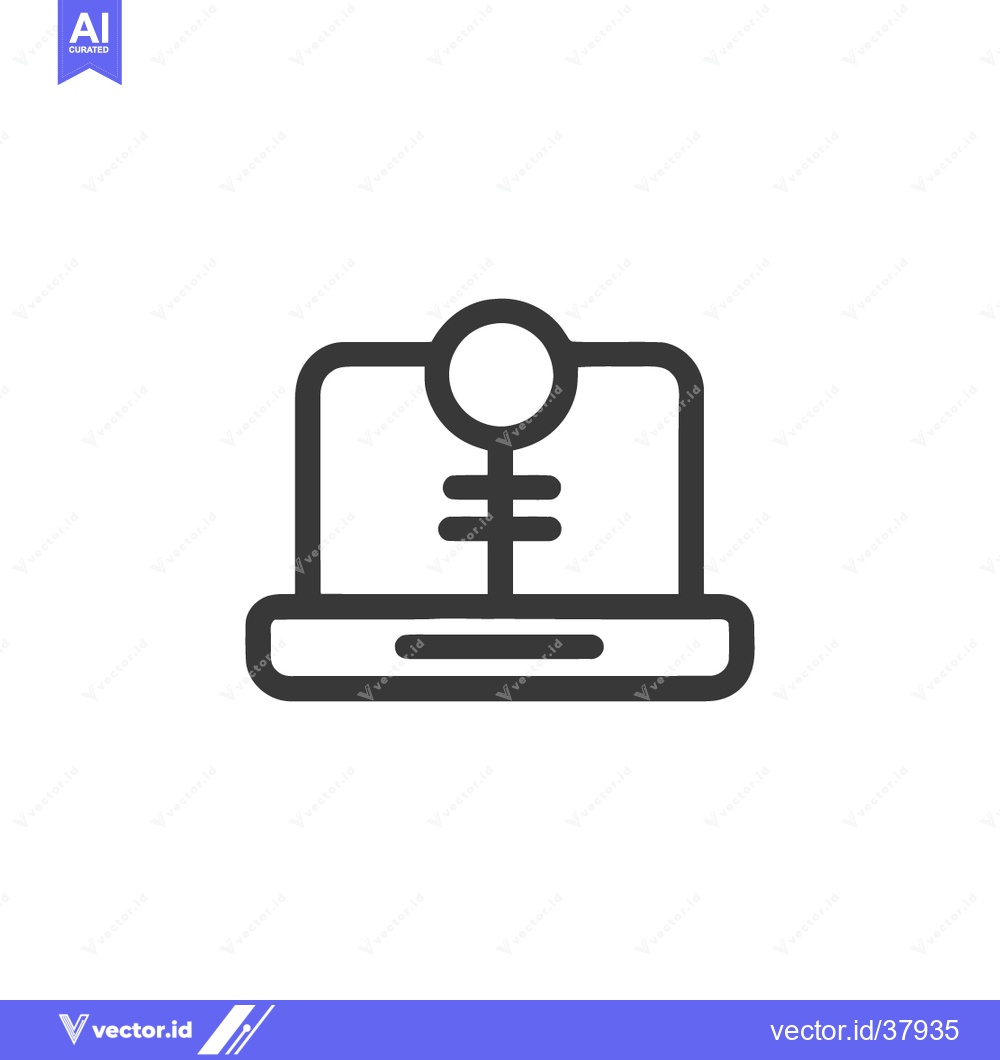 Premium Vector of Minimalist Laptop Icon with Gender Symbol, Clean Line Art Design
