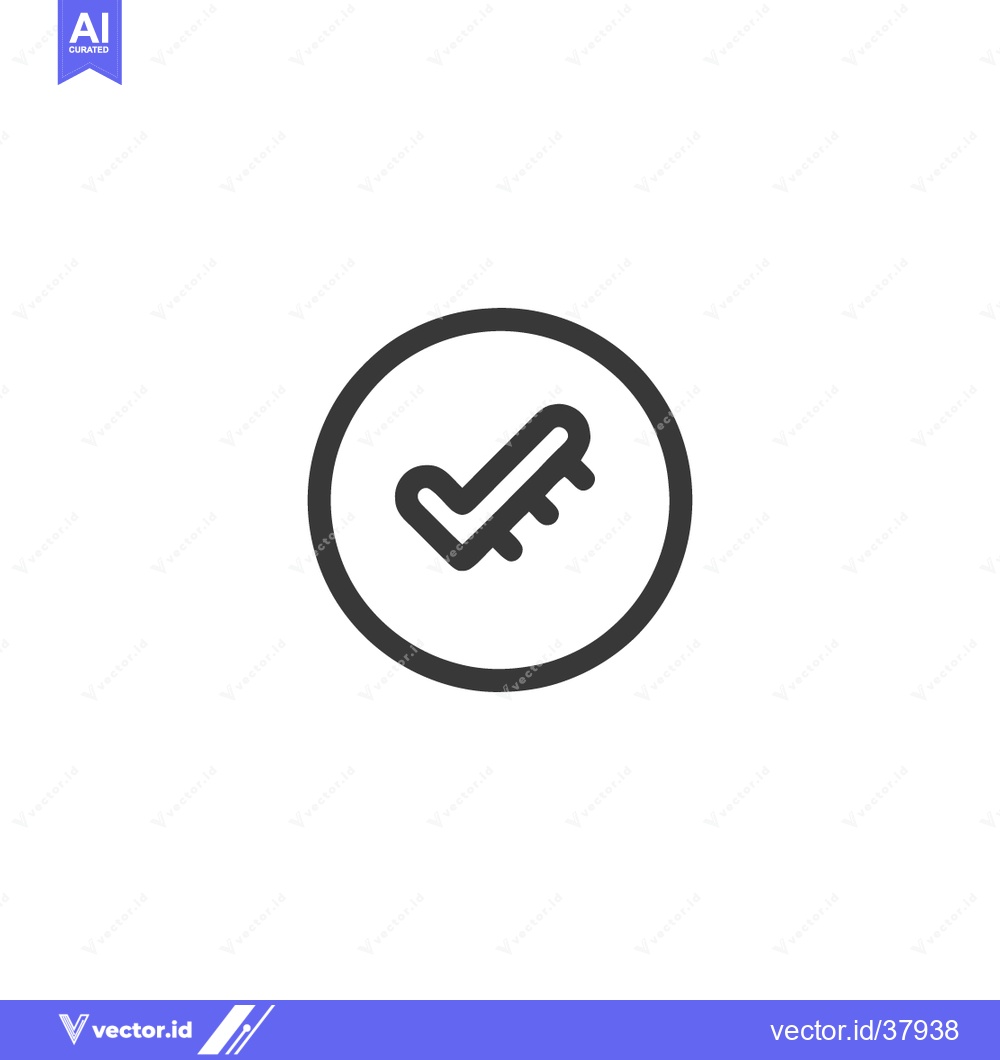 Premium Vector of Minimalist Check Mark Icon Inside Circle, Dark Gray on White Backgroun