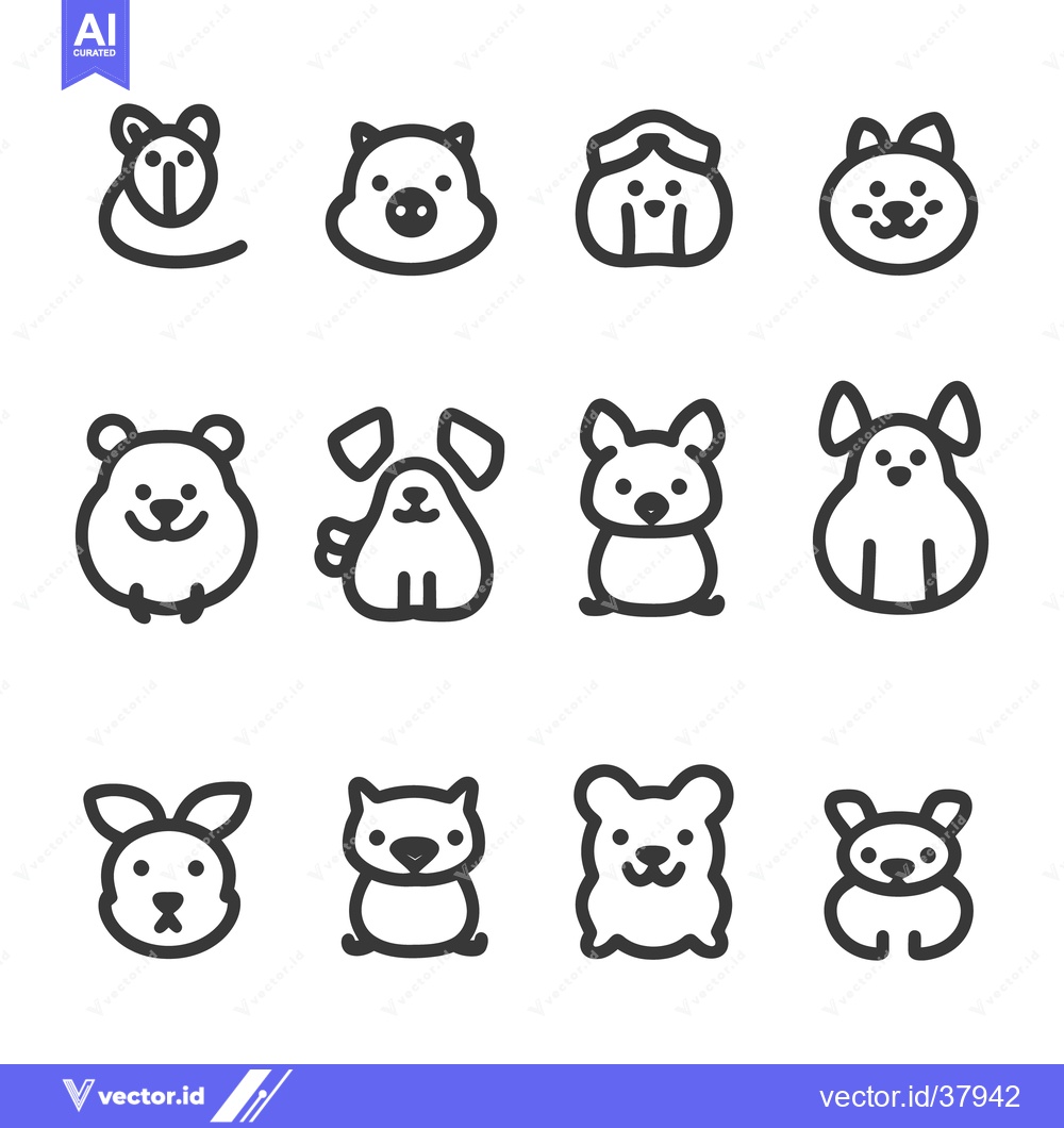 Premium Vector dari Outlined and stylized illustrations depicting various kinds of cute an