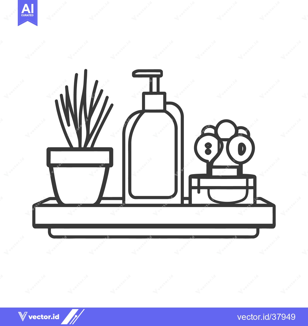 Premium Vector of A black and white minimalist illustration of bathroom decor