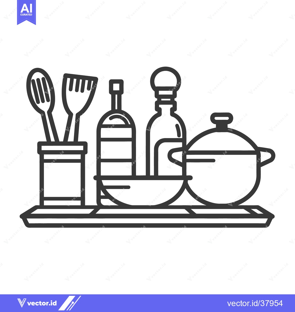 Premium Vector of An illustration of kitchenware and utensils on a serving tray
