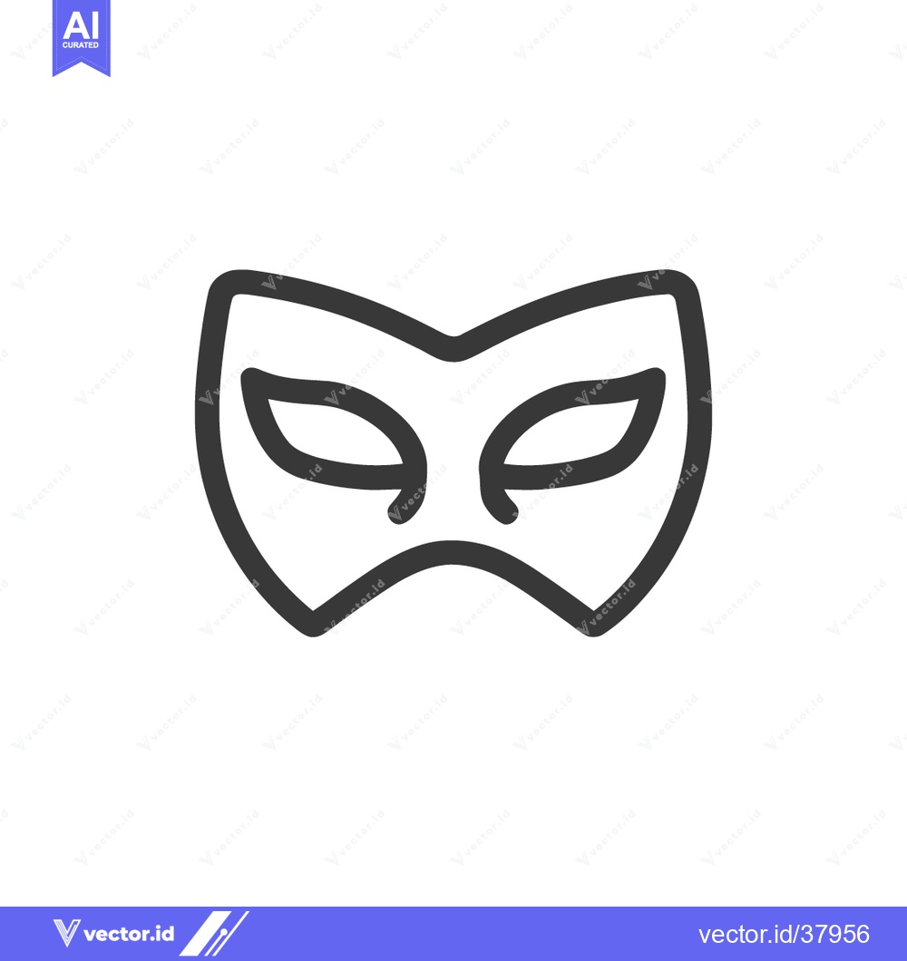 Premium Vector dari Minimalist Carnival Mask Icon: Elegant Line Art on White Background