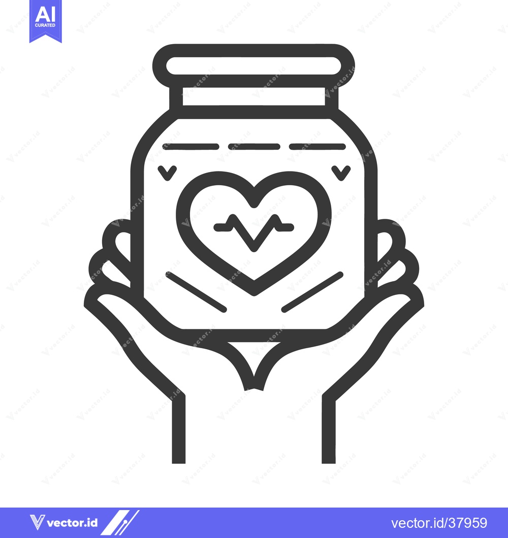 Premium Vector dari Hands holding a jar with a heart shape and pulse symbol