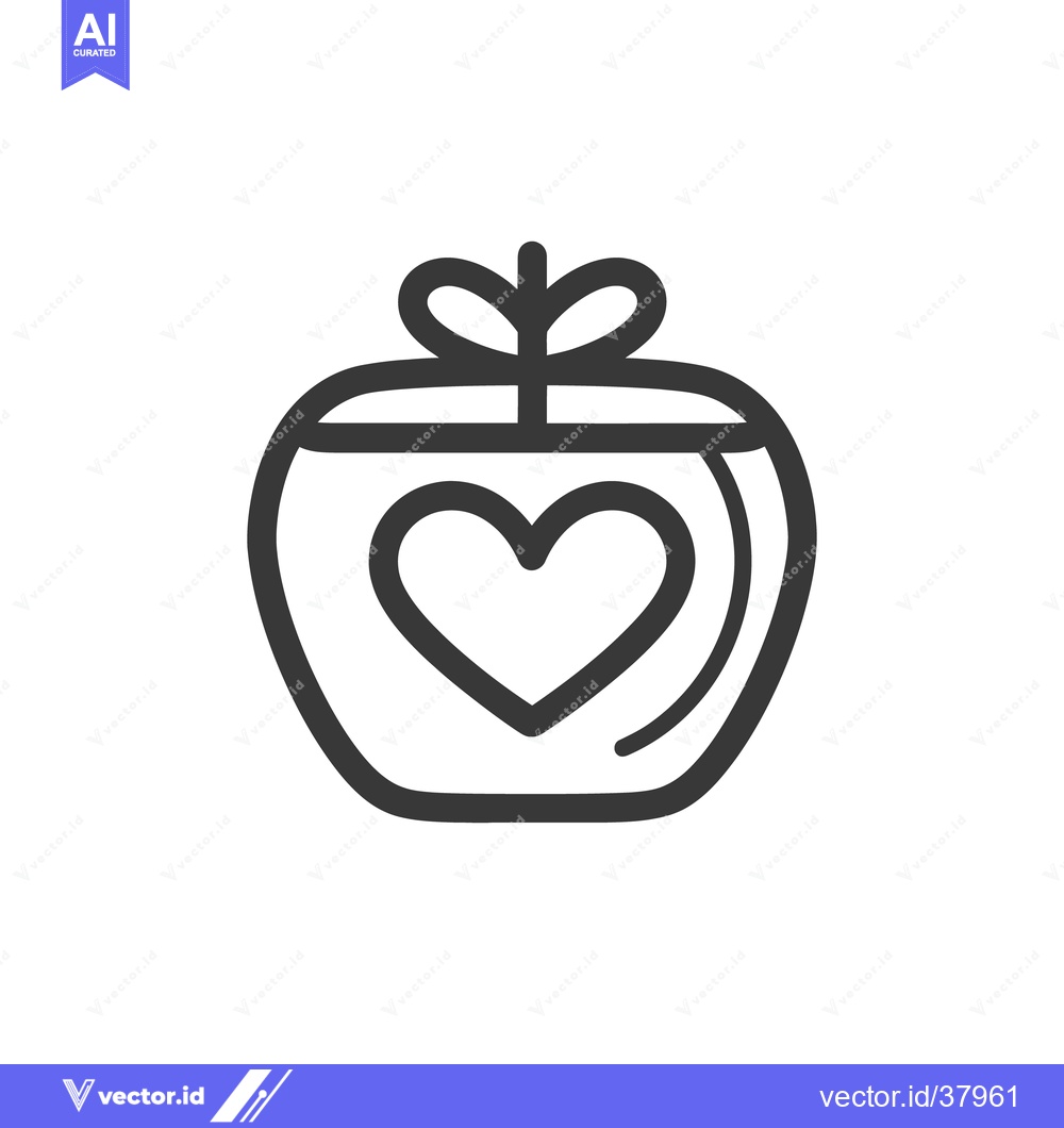 Premium Vector dari A Simple Icon Depicting a Gift Box with a Heart on It