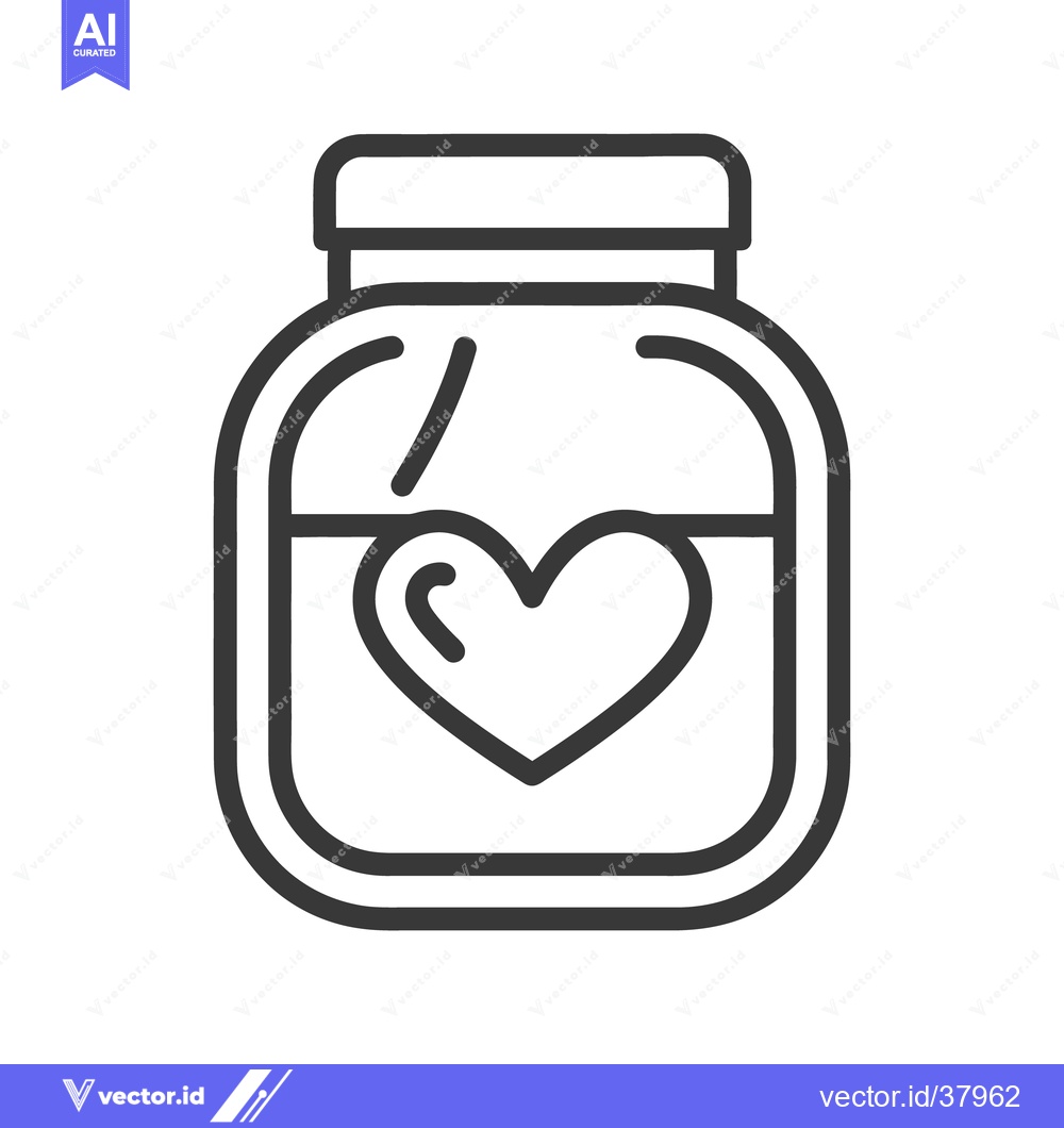 Premium Vector dari A black line drawing of a jar containing a heart shape