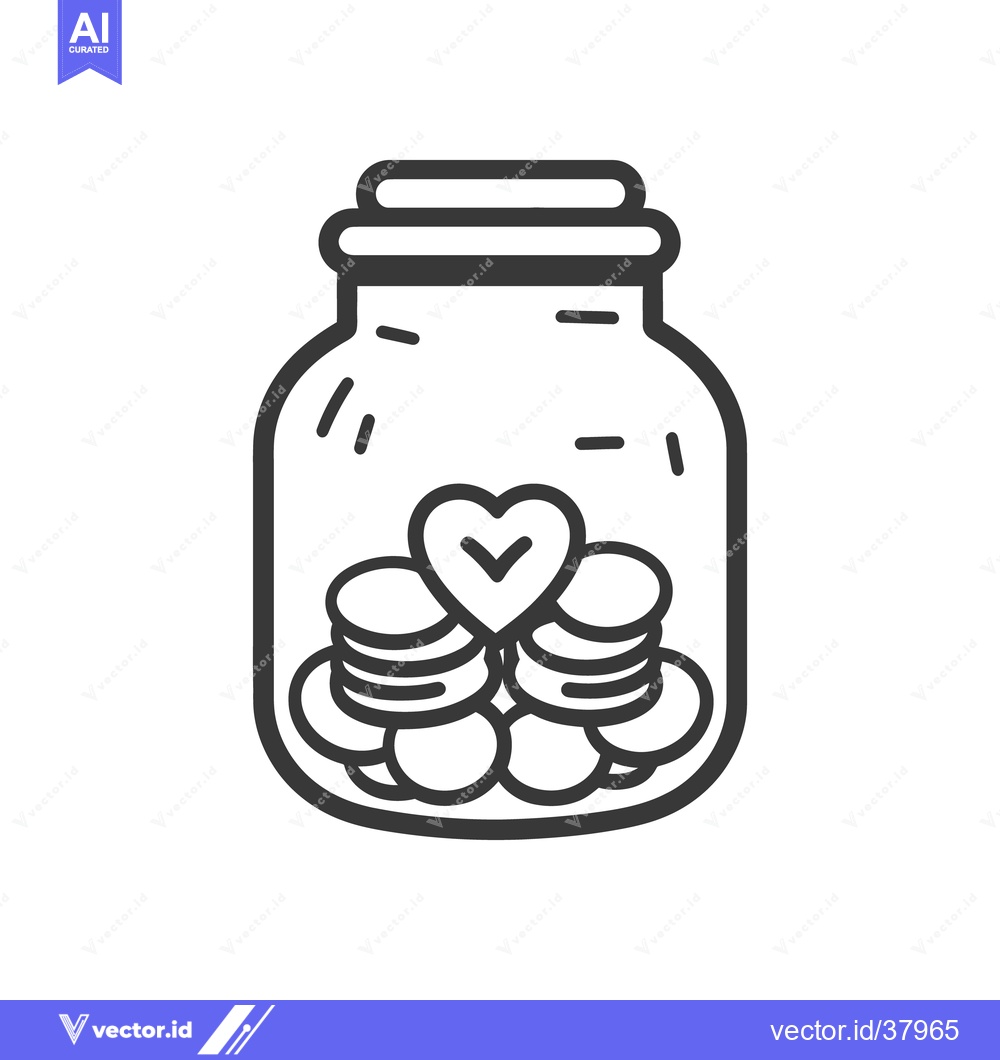 Premium Vector dari A glass jar holding coins with a heart symbol inside of it