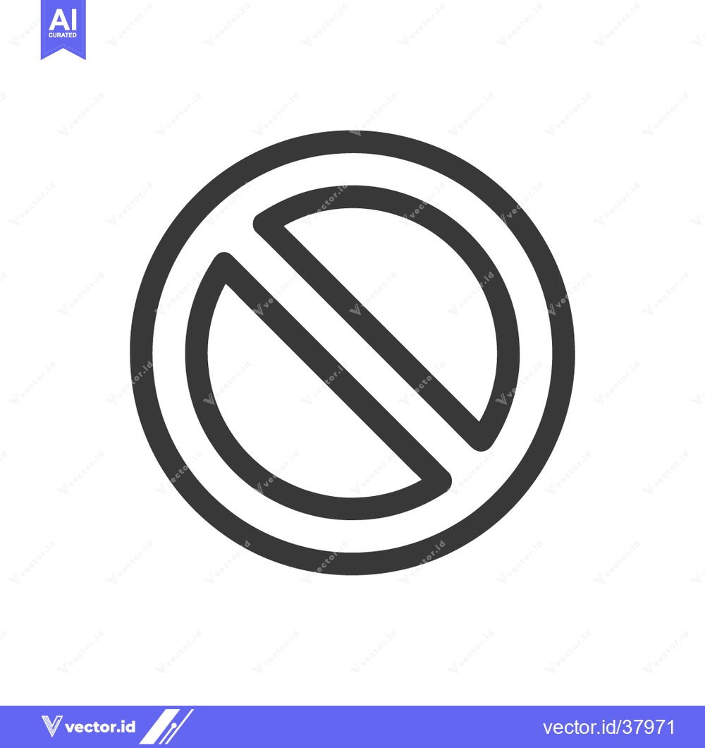 Premium Vector dari Prohibition Sign: Bold Black Outline on White Background, Simple and C